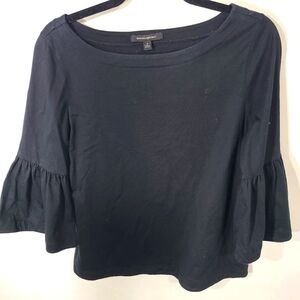 Banana‎ Republic Women's Size Small Black Top Shirt with Flirty Sleeves Cotton